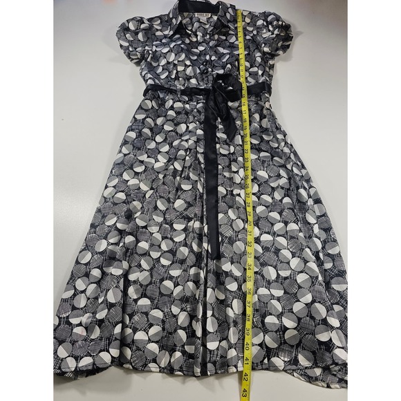 Vintage Robbie bee silky look polka dot dress size 8 short sleeve side zip ^ - Picture 8 of 8